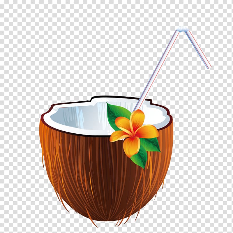 coconut fruit illustration, Cocktail Piña colada Coconut milk, drink coconut milk transparent background PNG clipart