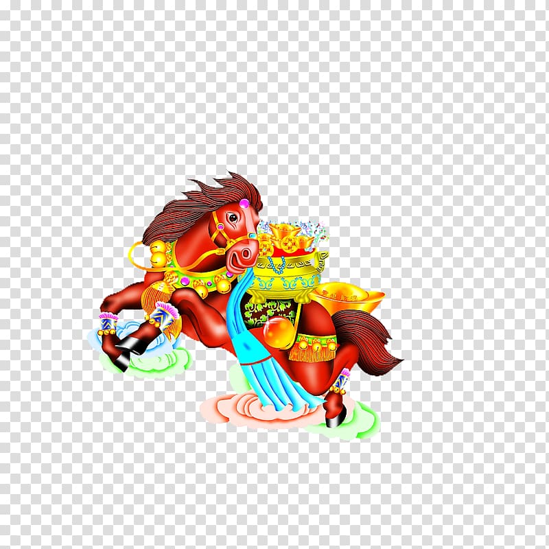 Horse Chinese New Year, Cartoon horse transparent background PNG clipart