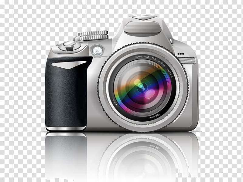 Single-lens reflex camera Digital SLR , Cartoon SLR camera transparent background PNG clipart
