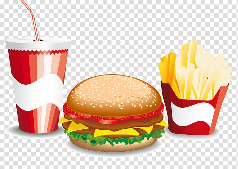 Hamburger Fast food French fries Cheeseburger, burger fries drinks transparent background PNG clipart