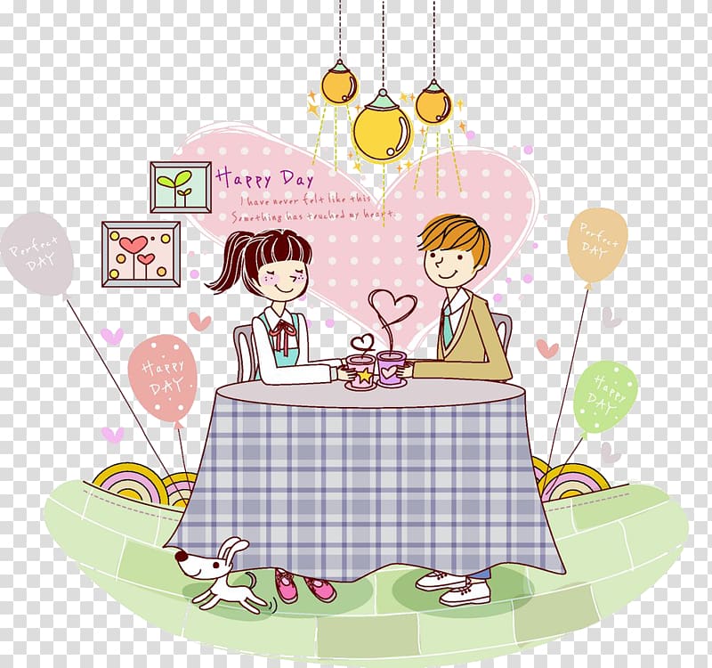 Cartoon Dinner Significant other Illustration, Cartoon couple transparent background PNG clipart