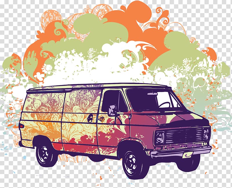 Minivan Car, hippy transparent background PNG clipart