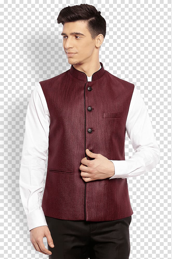 Nehru jacket T-shirt Maroon Sleeve, way go indians transparent background PNG clipart