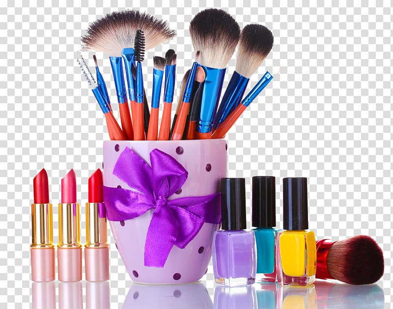 Cosmetics Cosmetology Hygiene Lipstick Mascara, Makeup brush transparent background PNG clipart