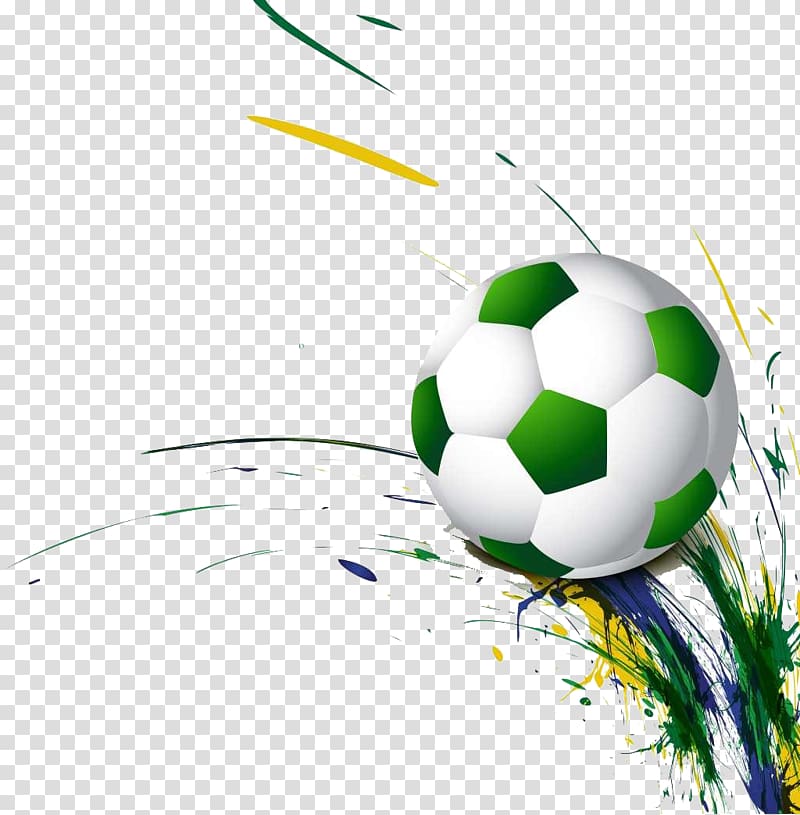 white and green soccerball illustration, 2014 FIFA World Cup Brazil T-shirt Football, Football Posters transparent background PNG clipart