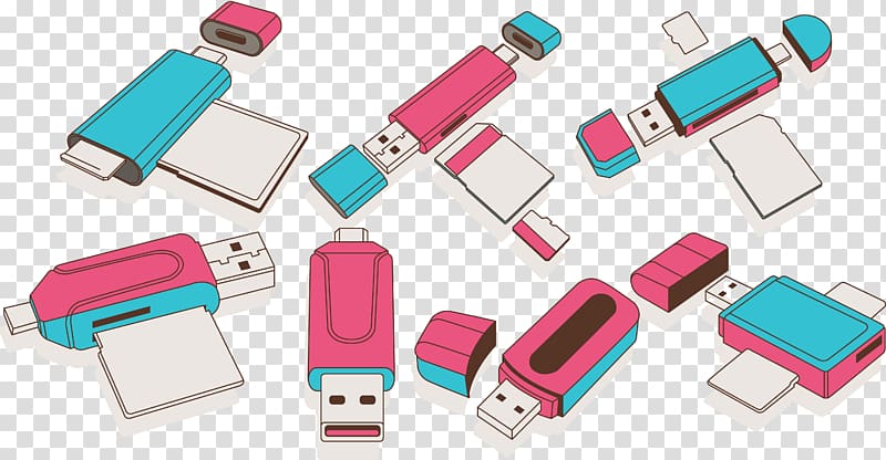 Card reader Credit card USB flash drive Icon, Red USB transparent background PNG clipart