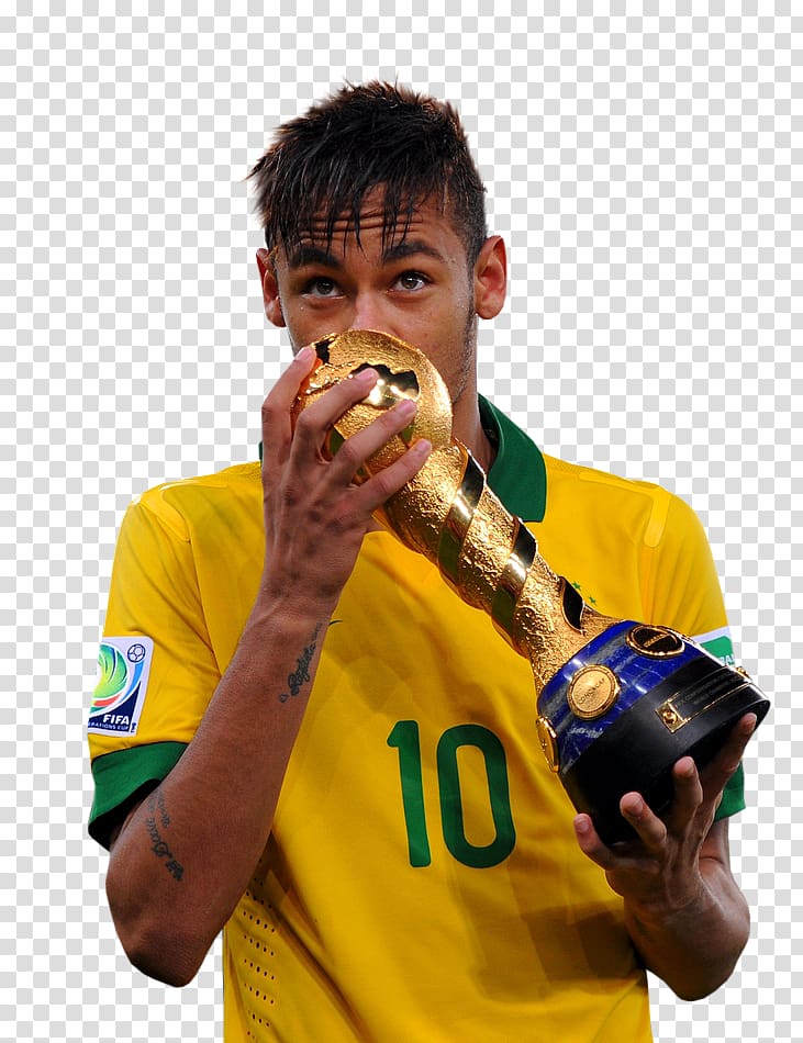 Neymar holding gold trophy illustration, Neymar Brazil national football team FC Barcelona FIFA Confederations Cup 2018 FIFA World Cup, neymar transparent background PNG clipart