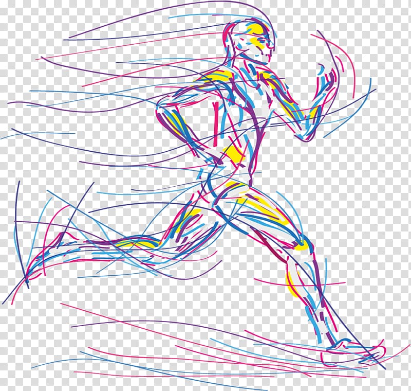 running man illustration, Running Sport, hand-drawn line running man transparent background PNG clipart
