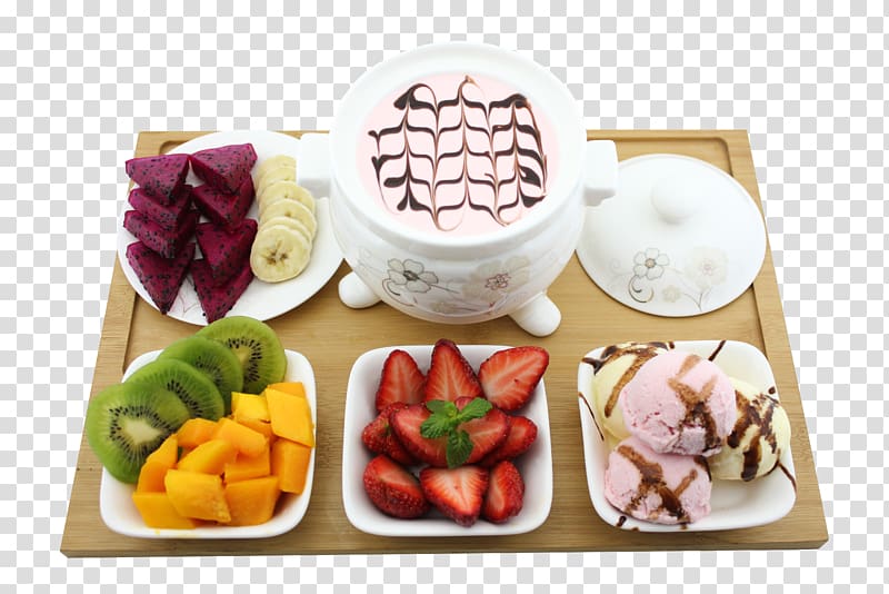 Milkshake Bento Hot pot Fondue Breakfast, Fruit chocolate fondue transparent background PNG clipart