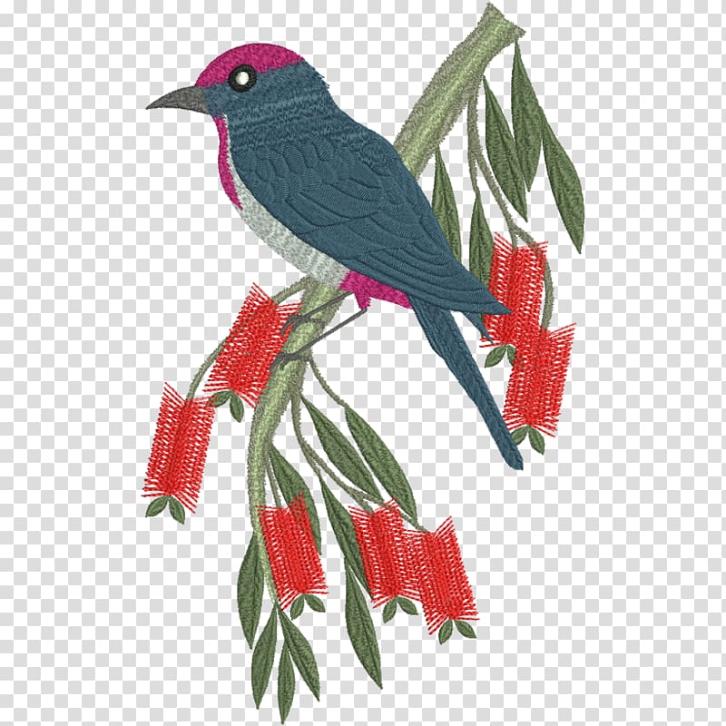 Bird Machine embroidery Parrot, capped transparent background PNG clipart