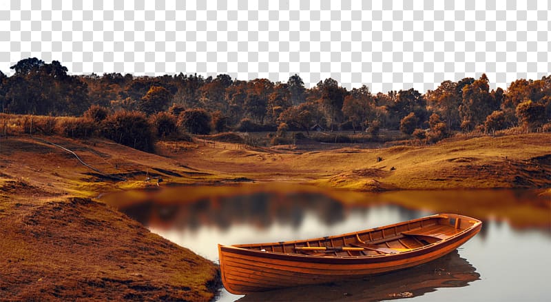 brown canoe on body of water beside brown soil during daytime, Natural landscape High-definition television Nature , Seaside Jungle transparent background PNG clipart