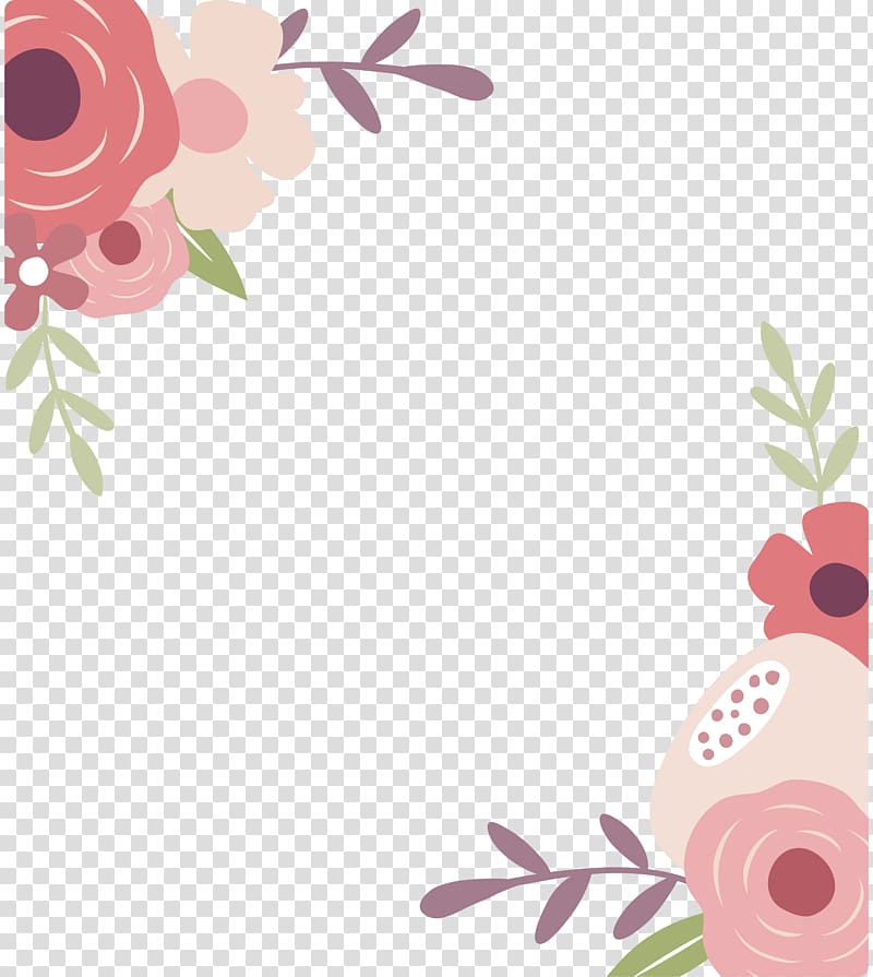 pink and red flowers art, Paper Floral design Greeting card Flower, Hand painted floral card border transparent background PNG clipart