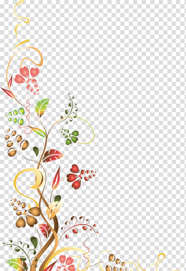 red and yellow flower border illustration, Flower , Border pattern transparent background PNG clipart