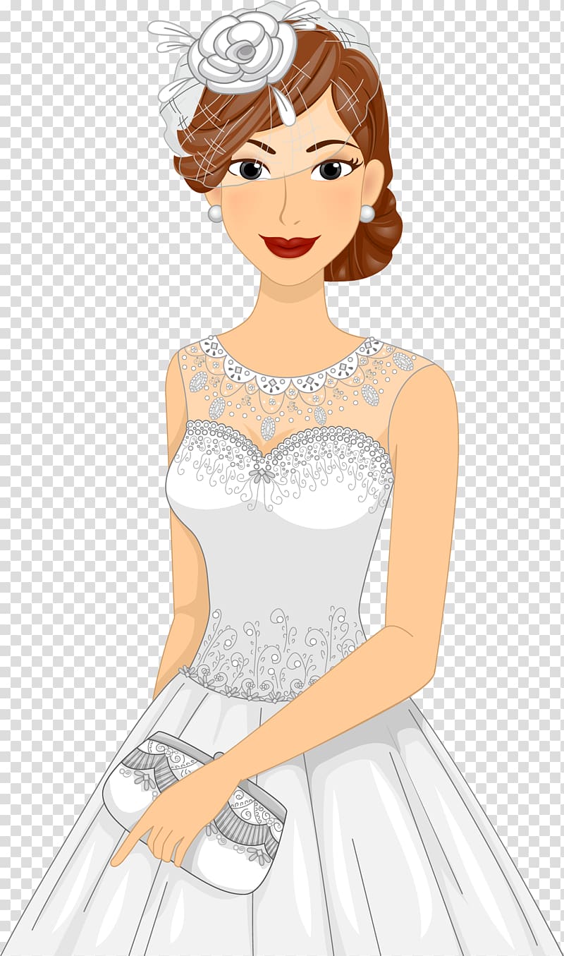 Bride Wedding dress, cartoon bride transparent background PNG clipart