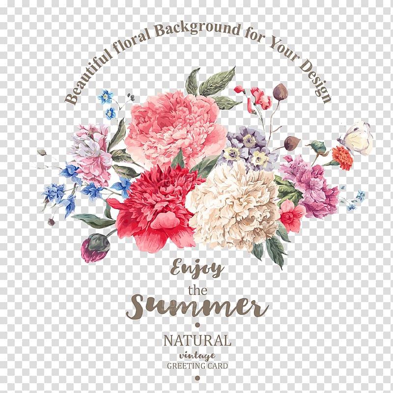 multicolored flowers Enjoy the Summer illustration, Flower bouquet illustration Illustration, Beautifully hand-painted flowers material plant transparent background PNG clipart