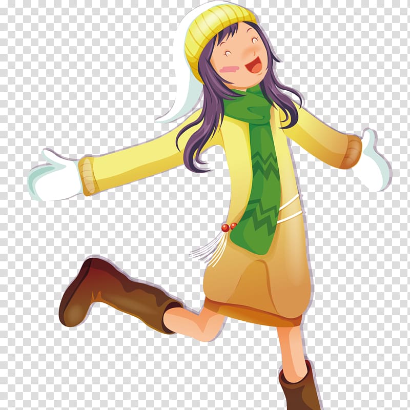 , Happy winter girl transparent background PNG clipart