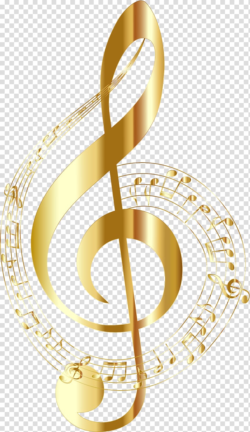 gold g clef illustration, Musical note Staff Clef , musical transparent background PNG clipart