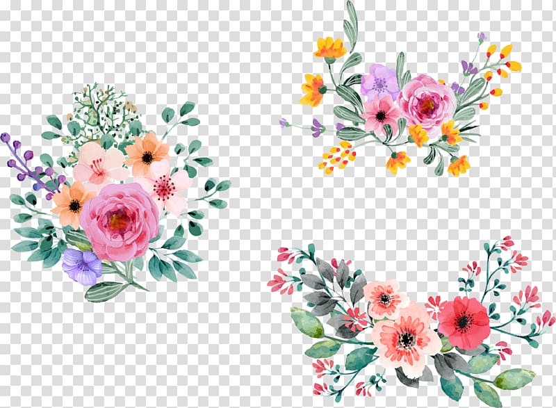 multicolored flowers illustration, Flower bouquet Floral design Cut flowers Floristry, hand-painted flowers transparent background PNG clipart