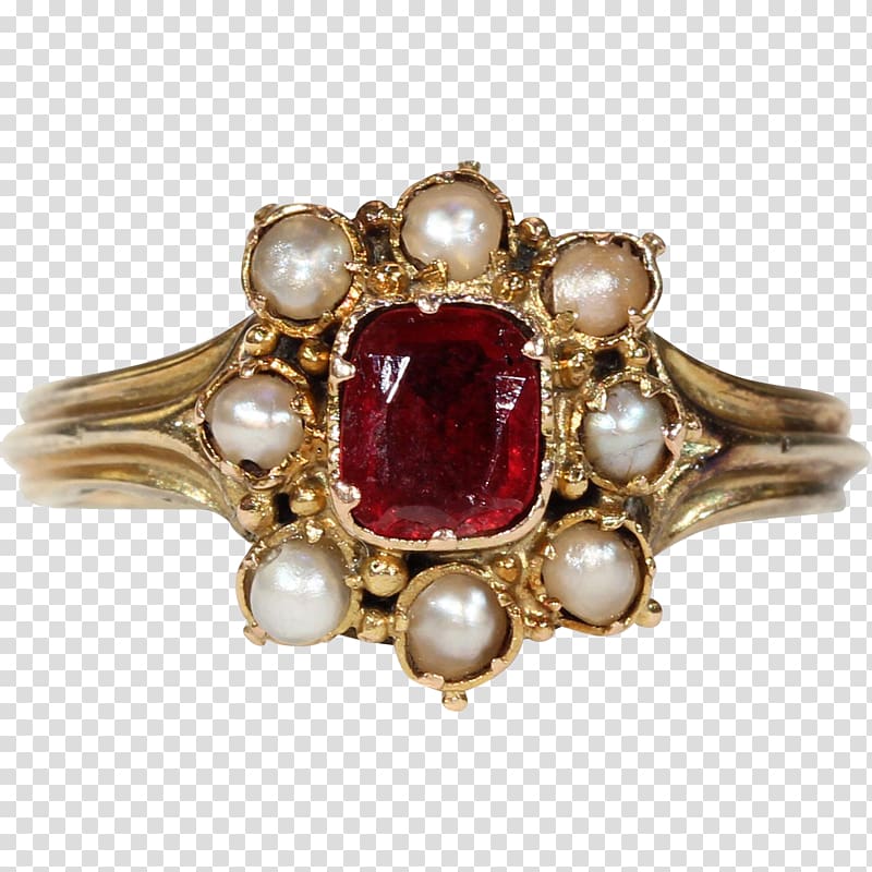 Ruby Ring Garnet Brooch Diamond, vintage ring transparent background PNG clipart