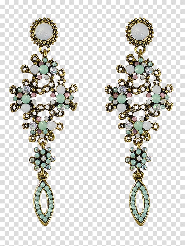Earring Jewellery Imitation Gemstones & Rhinestones Gold Clothing Accessories, floral bohemia transparent background PNG clipart