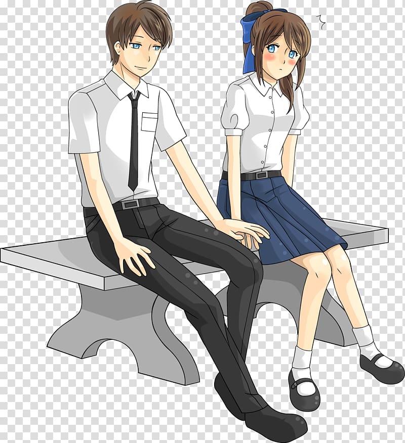 Student Cartoon Girlfriend couple, uniform transparent background PNG clipart