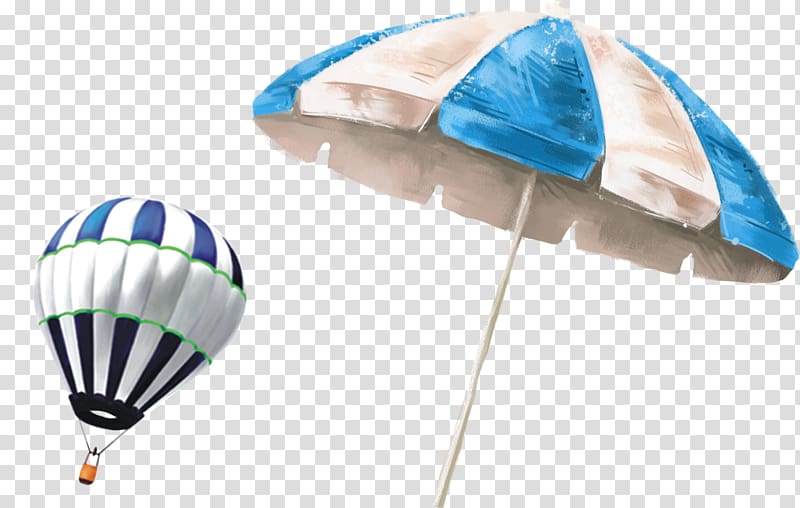 white and blue umbrella and hot air balloon, Umbrella , Parasol transparent background PNG clipart