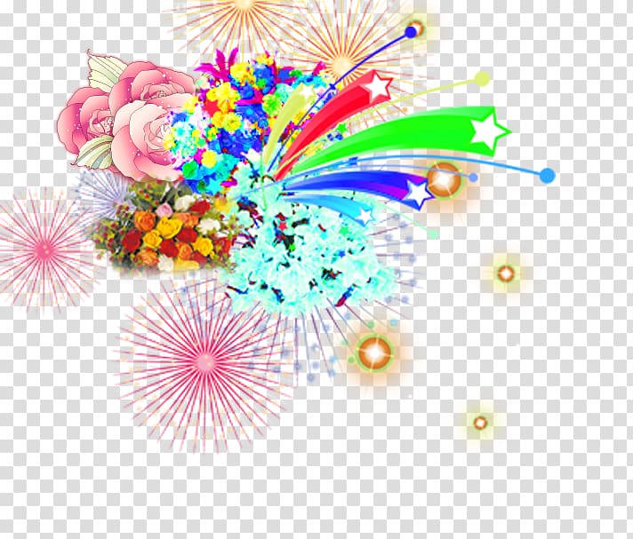 Fireworks Graphic design , Multi-colored fireworks flowers transparent background PNG clipart