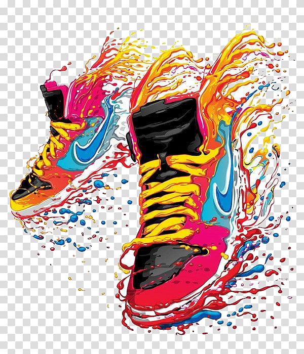 pair of red Nike shoes painting, T-shirt Nike Sneakers, Watercolor shoes transparent background PNG clipart