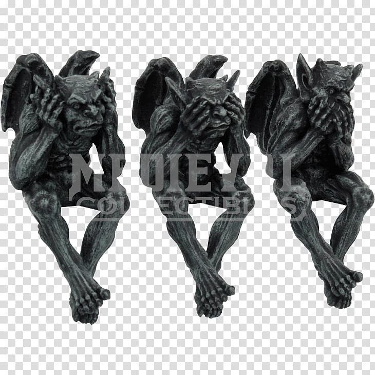 Figurine Sculpture Three wise monkeys Gargoyle Statue, Three Wise Monkeys transparent background PNG clipart