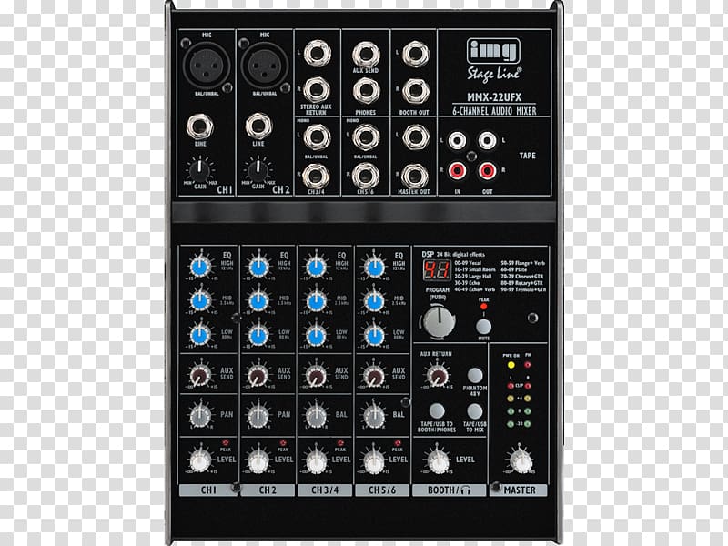 Audio Mixers IMG Stage Line Mischpult MMX-22UFX IMG Stageline MMX-22 Mixer Public Address Systems Sound Cards & Audio Adapters, external sending card transparent background PNG clipart
