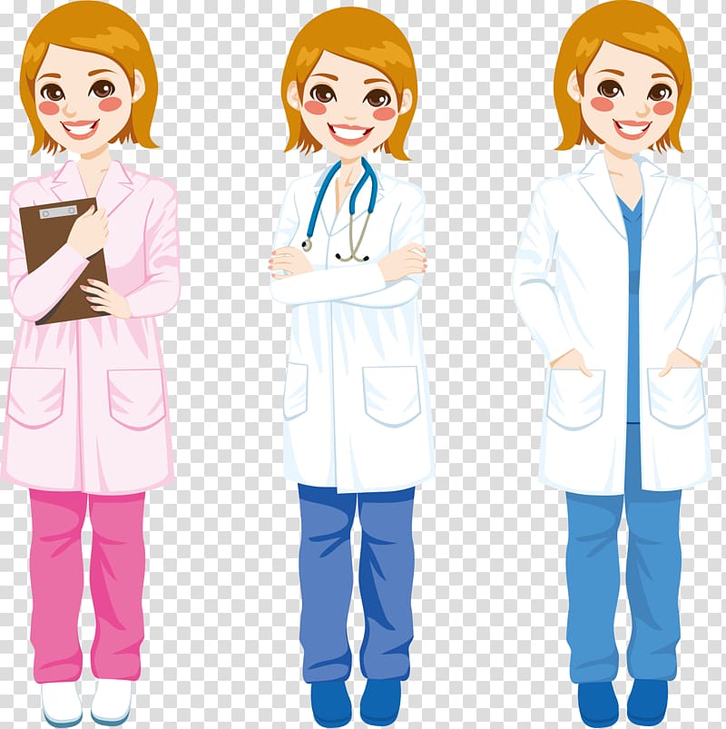 Physician Illustration, Female doctor and nurse transparent background PNG clipart