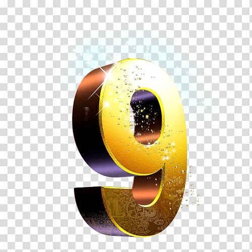 gold 9 3D , Icon, 9 transparent background PNG clipart