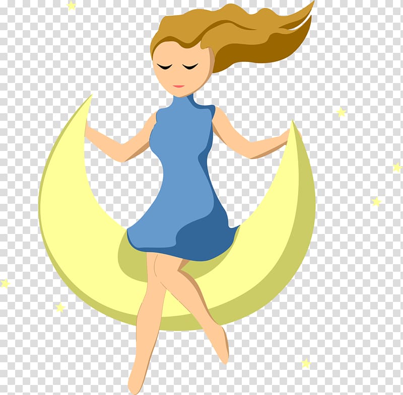 Moon , girl illustration transparent background PNG clipart