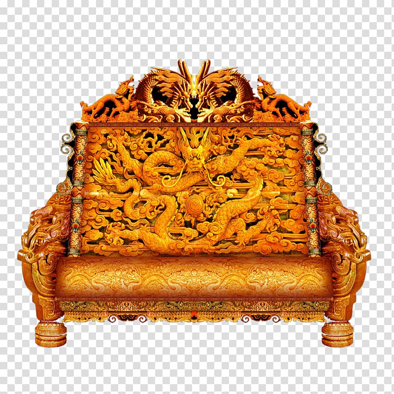 Forbidden City Emperor of China Throne Table Chair, Throne transparent background PNG clipart