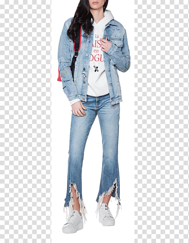 Jeans T-shirt Jacket Top Coat, jeans model transparent background PNG clipart
