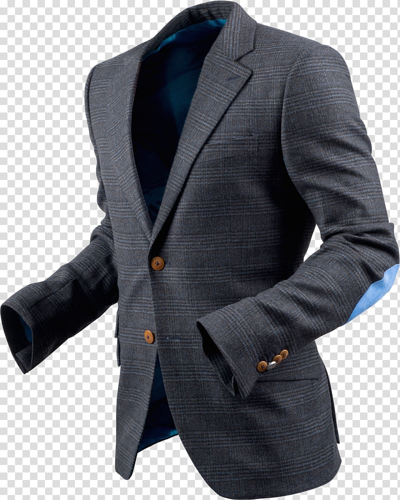 Blazer Jacket Overall Janker Blue, low collar transparent background PNG clipart