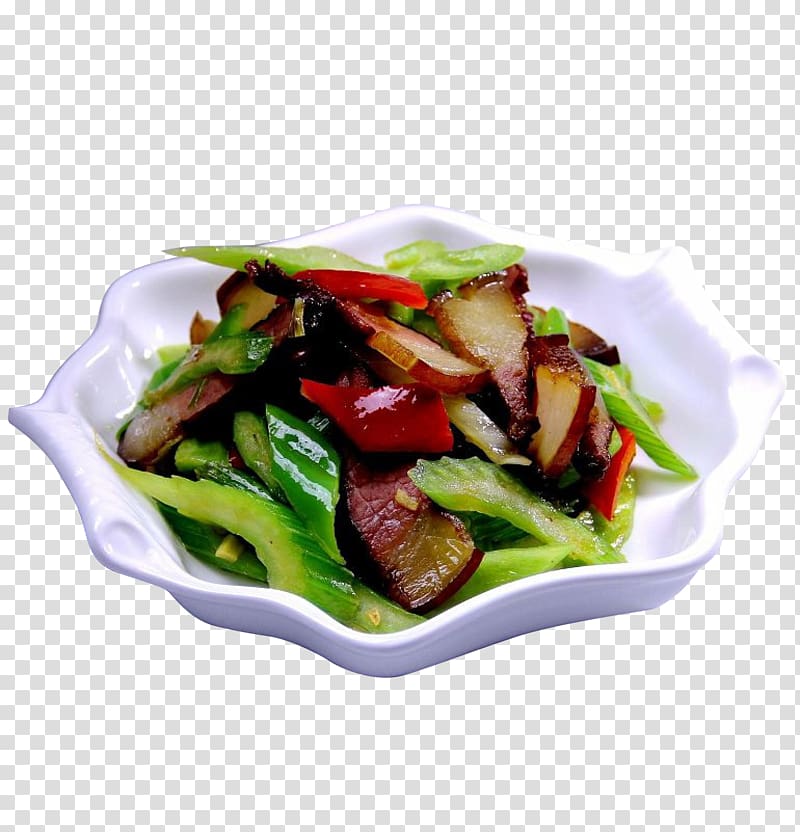 American Chinese cuisine Celery Bacon Fattoush Curing, Celery Fresh pepper fried bacon transparent background PNG clipart