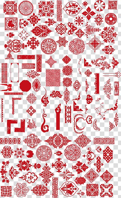 red borders , Pattern, Chinese wind pattern collection material transparent background PNG clipart