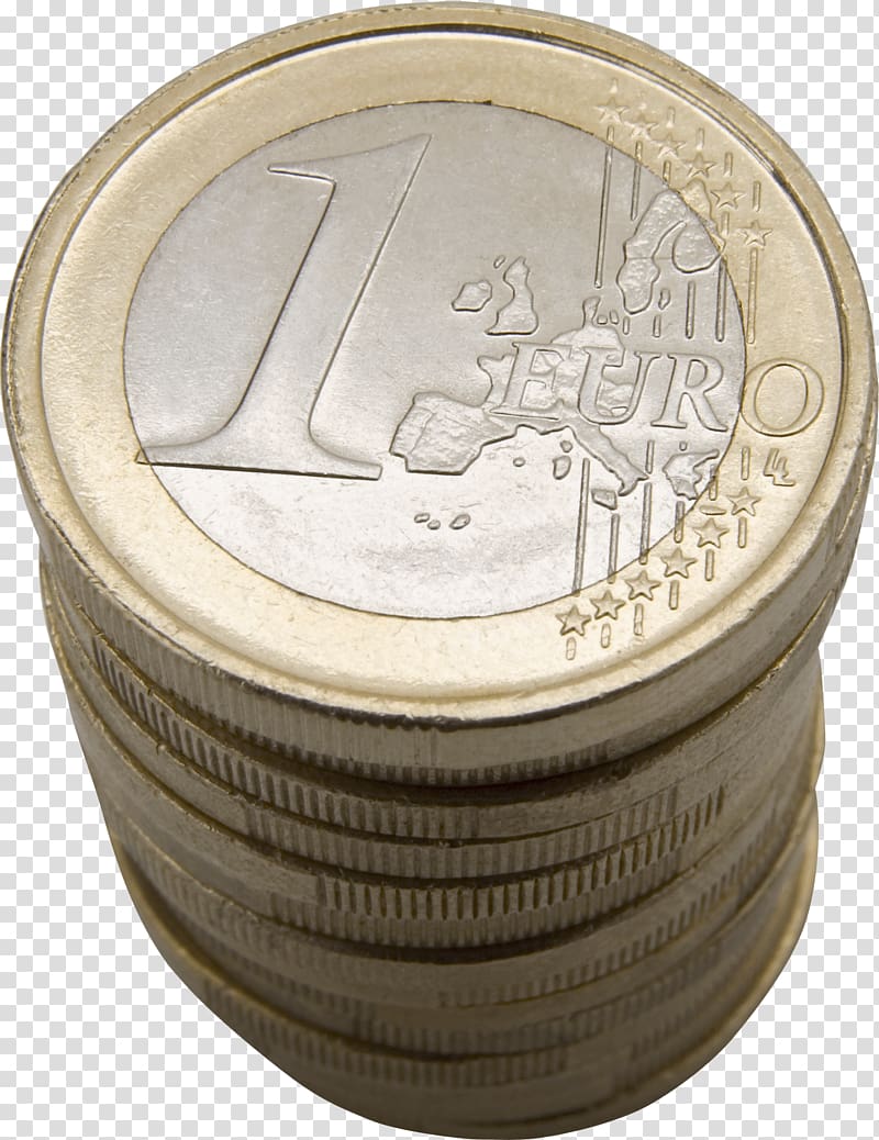 1 Euro coin illustration, Stack Of Euro Coins transparent background PNG clipart