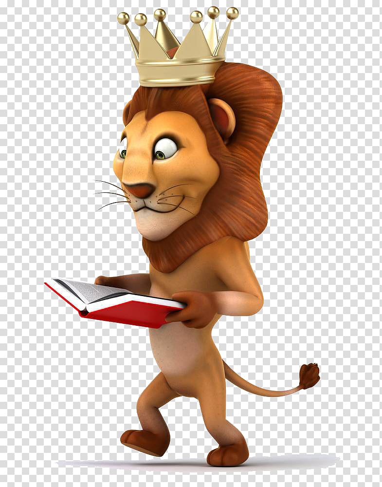 Lion Cartoon, Lions reading transparent background PNG clipart