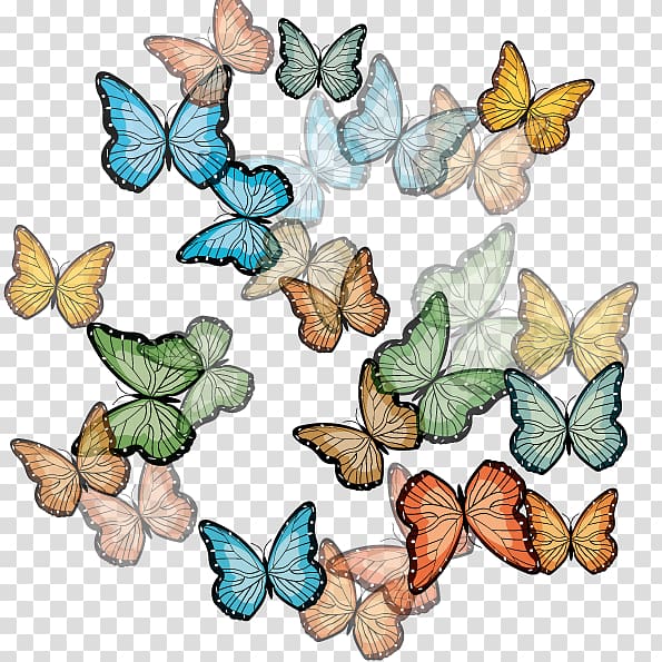 Butterfly Illustrator, flock transparent background PNG clipart