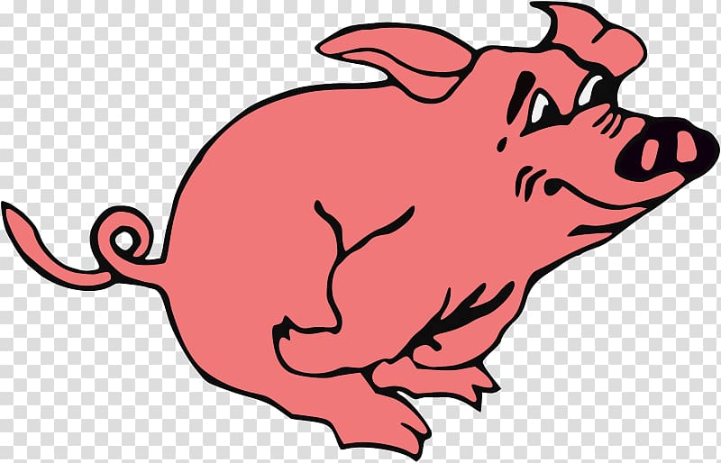 Pig Free content , Red cartoon pig jump transparent background PNG clipart