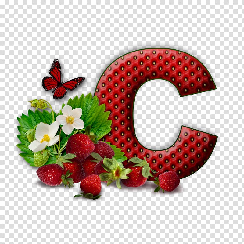 red letter C strawberry illustration, Alphabet and Letters Alphabet and Letters Decoupage, ALPHABETS transparent background PNG clipart