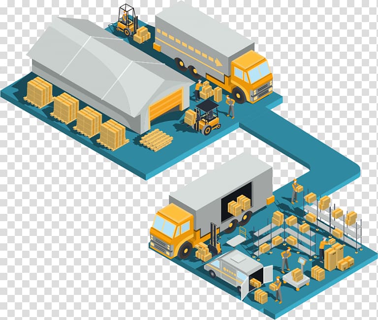 Logistics Warehouse Freight transport Isometric projection, warehouse transparent background PNG clipart