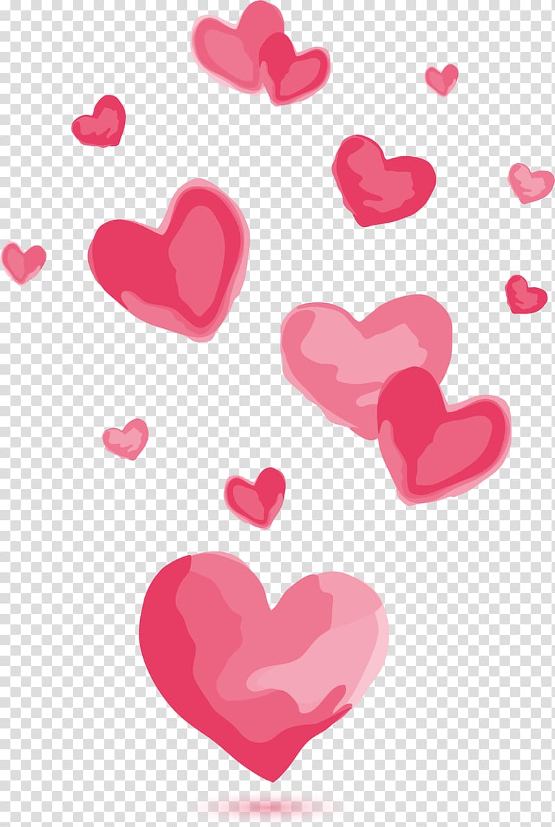 Red painted love creative, pink hearts illustration transparent background PNG clipart