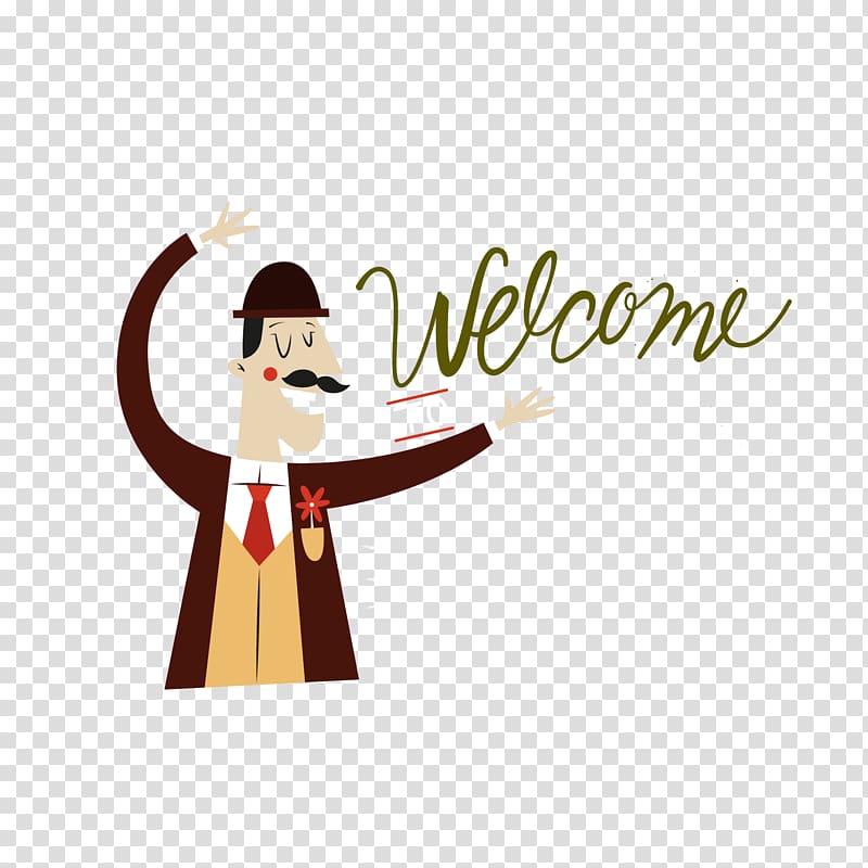 Cartoon Illustration, Cartoon welcome gestures transparent background PNG clipart