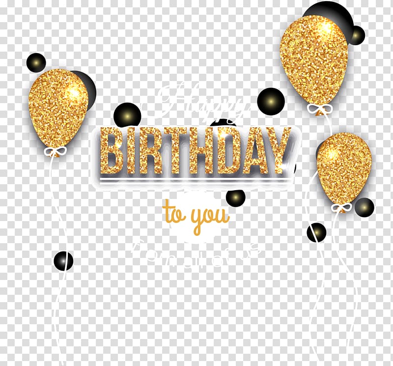 Birthday Balloon Icon, golden birthday celebration balloons, Happy Birthday To You From All Of Us text transparent background PNG clipart