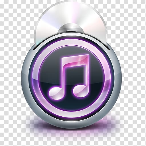 gray and black CD player, purple symbol circle, iTunes transparent background PNG clipart