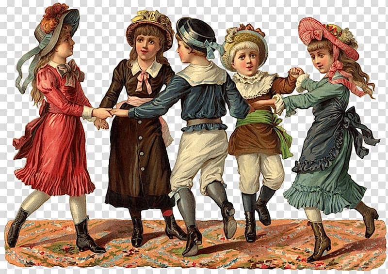 five children dancing illustration, Dancing Victorian Children transparent background PNG clipart
