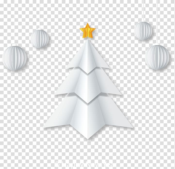 Paper Christmas tree White Christmas Christmas card, White origami Christmas tree greeting card transparent background PNG clipart